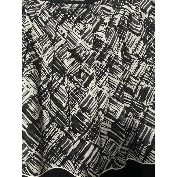 Talbots Silk Cotton Blend Black White A Line Pleated Knee Length Skirt Sz 14P - Picture 3 of 10